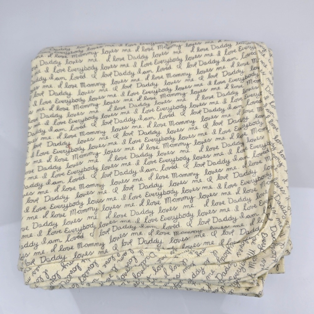 Old Navy Newborn Essentials Cotton Receiving Blanket Cream Script I Love Mommy